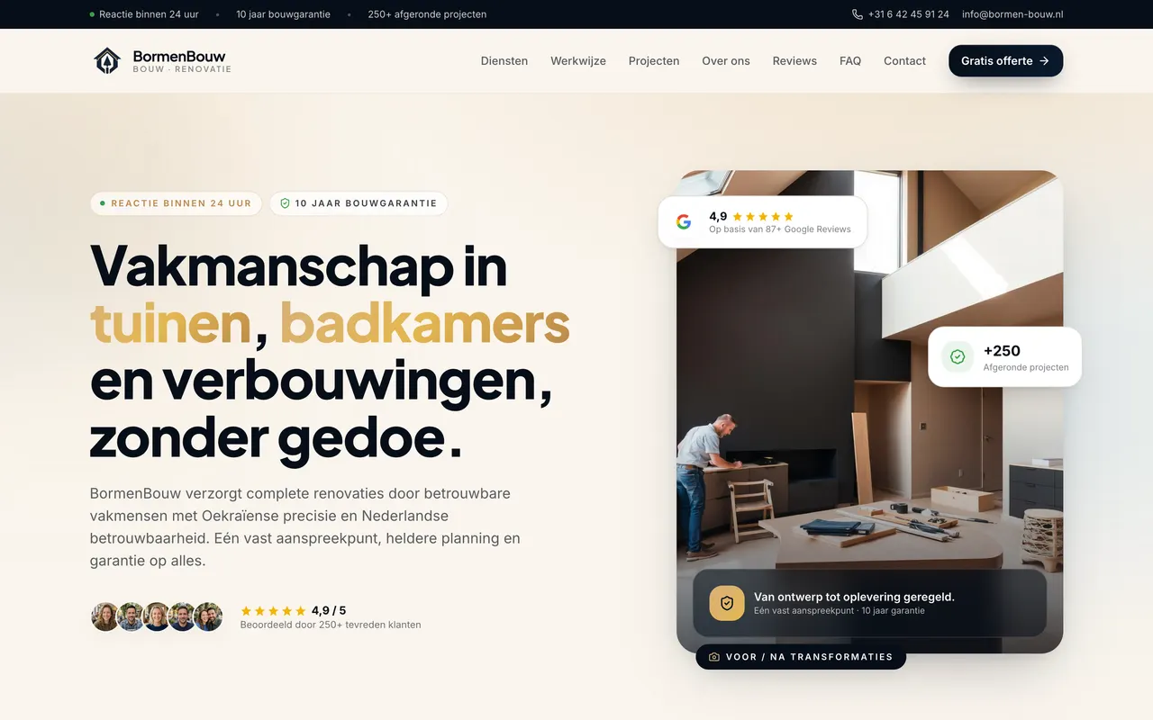 Homepage van BormenBouw (bormen-bouw.nl), gebouwd door NEXTRIQ